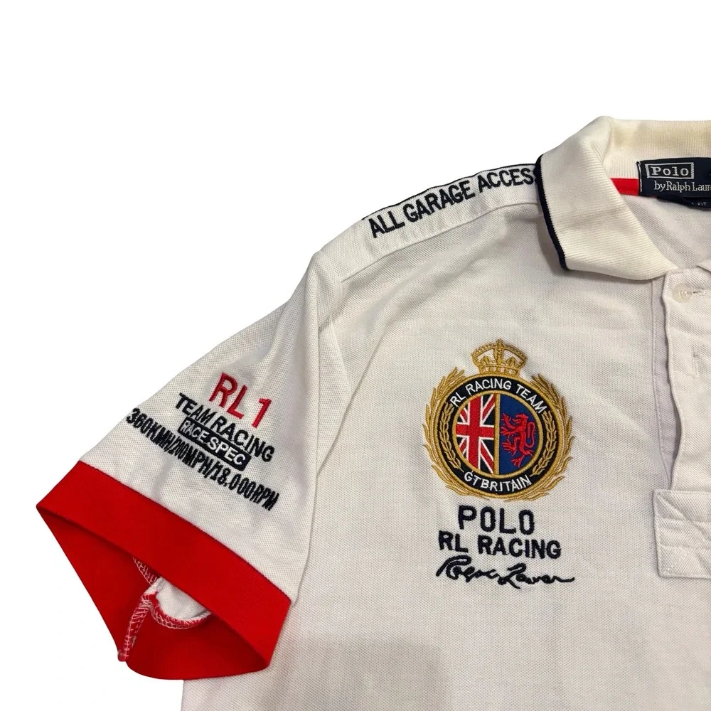 Polo Ralph Lauren Mens RL Racing Team Big Pony Polo Shirt White Red Large GBR 6